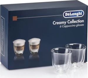 DeLonghiCreamy Collection DLKC301 Double Wall Cappuccino Glasses - Pack of 6