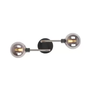 Humphrey Wall Lamp, 2 Light G9, Graphite, Satin Nickel, Smoke Glass