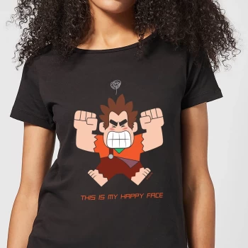 Disney Wreck it Ralph This Is My Happy Face Womens T-Shirt - Black - L