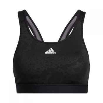 adidas Believe This Medium-Support Lace Camo Workout Bra - Black