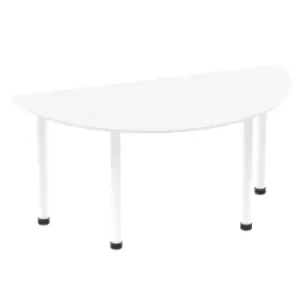 Impulse 1600mm Semi-Circle Table White Top White Post Leg