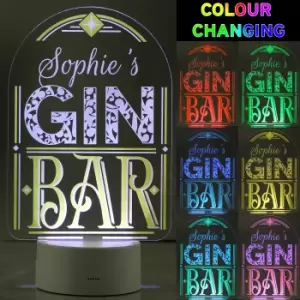 Personalised Gin Bar Colour Changing Night LED Light White