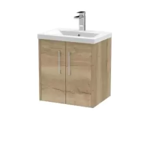 Hudson Reed Juno 500mm Wall Hung 2 Door Vanity & Mid-Edge Basin - Autumn Oak