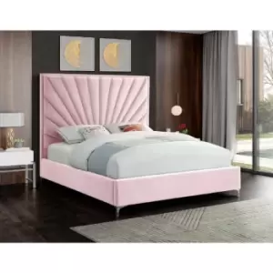 Errence Bed Super King Plush Velvet Pink