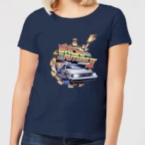 Back To The Future Clockwork Womens T-Shirt - Navy - L