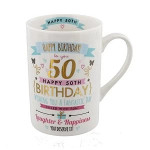 Signography Pink & Gold 50th Birthday Mug