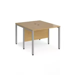 Office Desk 2 Person Rectangular Desk 1000mm Oak Tops With Silver Frames 1200mm Depth Maestro 25