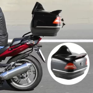 HOMCOM 26L Streamline Plastic Motorcycle Trunk w/ Reflector Red/Black