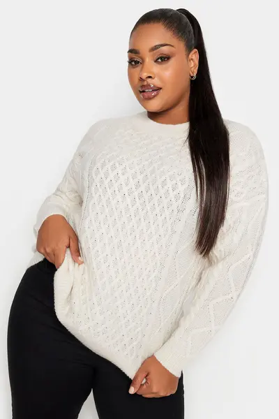 Yours Cable Knit Jumper White