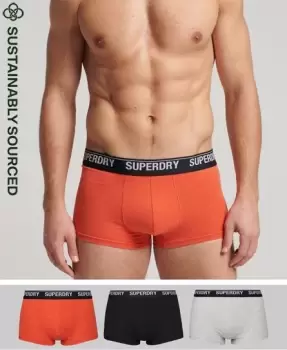 Superdry Mens Organic Cotton Trunk Triple Pack Multiple Colours / Black/Orange/Grey - Size: Xxl