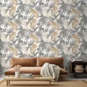 DUTCH WALLCOVERINGS Wallpaper Wild Palms Grey and Beige - Multicolour