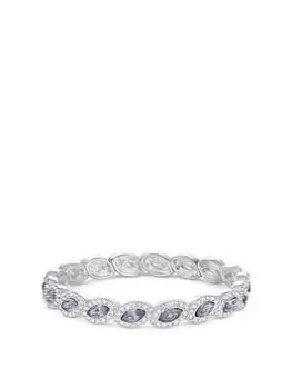 Jon Richard Silver Plated Lavender And Crystal Navette Stretch Bracelet