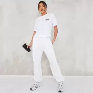 I Saw It First Basic Embroidered T Shirt and Joggers Set - White