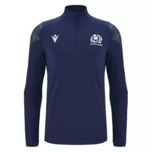 Macron Scotland Rugby 6 Nations Quarter Zip Fleece 2023 2024 Adults - Blue