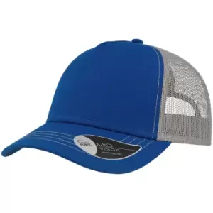 Atlantis Rapper Canvas 5 Panel Trucker Cap (One Size) (Royal Blue/Grey)