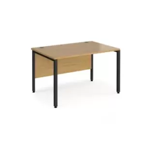 Office Desk 1200mm Rectangular Desk With Bench Leg Oak Tops With Black Frames 800mm Depth Maestro 25