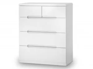 Julian Bowen Manhattan White High Gloss 32 Drawer Chest of Drawers Flat Packed