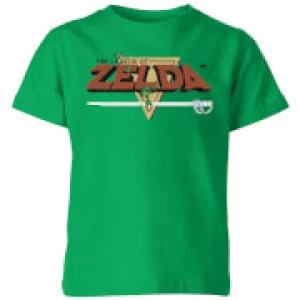 Nintendo The Legend Of Zelda Retro Logo Kid's T-Shirt - Kelly Green - 11-12 Years