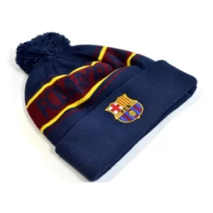 FC Barcelona Text Cuff Knitted Bobble Hat