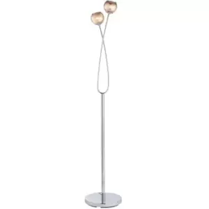 Twin Light Floor Lamp Chrome & Glass Free Standing Modern Lounge Base Holder