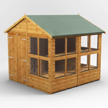 8x8 Power Apex Potting Shed Double Doors - Brown