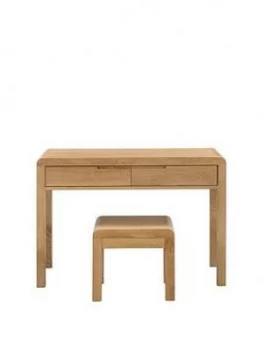 Julian Bowen Newman Curve 2 Drawer Solid Oak/Oak Veneer Dressing Table And Stool Set