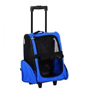 PawHut Pet Travel Backpack Blue Trolley Suitcase