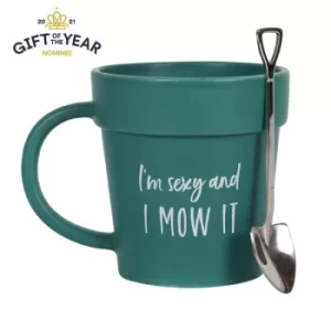 I'm Sexy and I Mow It Green Plant Pot Mug and Shovel