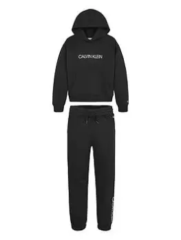 Calvin Klein Jeans Boys Institutional Logo Hoodie Set - Black, Size Age: 12 Years