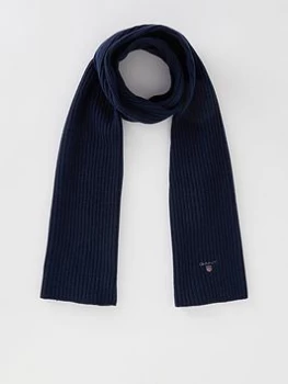 Gant Wool Knitted Scarf - Marine Blue Melange, Marine Blue Melange, Men