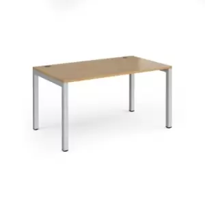 Bench Desk Single Person Rectangular Desk 1400mm Oak Tops With Silver Frames 800mm Depth Connex