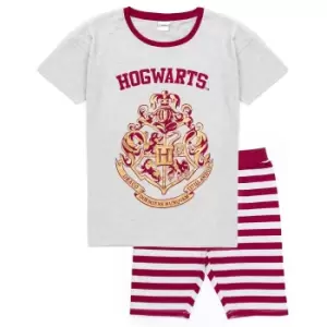 Harry Potter Womens/Ladies Hogwarts Crest Short Pyjama Set (S) (Grey/Red)