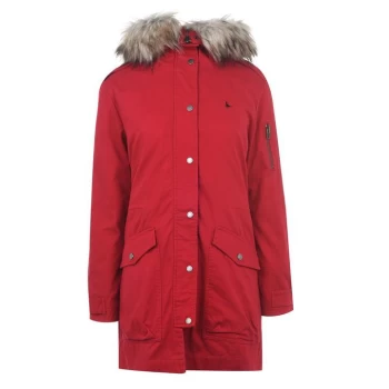 Jack Wills Everlyn Detachable Faux Fur Parka Jacket - Red