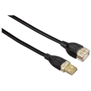 Hama USB 2.0 Extension cable gold-plated, double shielded, black, 3.00 m