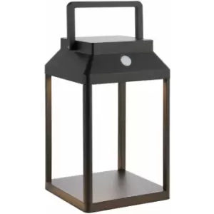 250mm Solar Powered Outdoor Table Lamp - Warm White LED - Textured Black