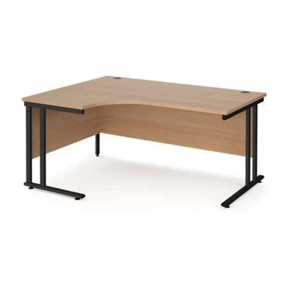 Office Desk Left Hand Corner Desk 1600mm Beech Top With Black Frame 1200mm Depth Maestro 25 MC16ELKB