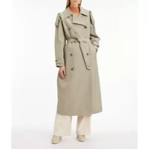 Long Oversized Trench Coat in Cotton Mix