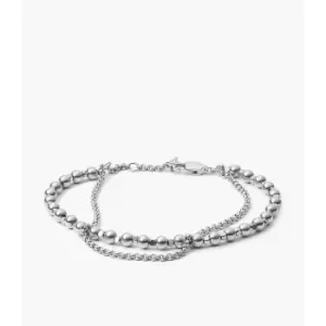 Fossil Womens Sadie Multi-Beaded Bracelet - Silver