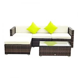 Outsunny Rattan Sofa Set 860-017BN Brown, Cream-White, Green