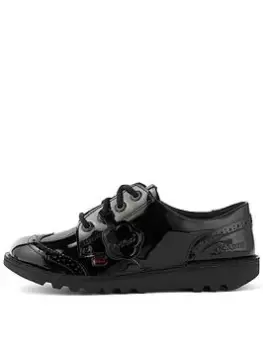 Kickers Junior Kick Lo Brogue Patent Leather, Black, Size 1 Older