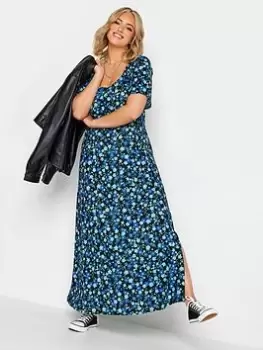 Yours Maxi Square Neck Blue Floral, Black, Size 20, Women