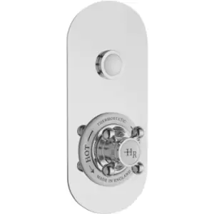 White Topaz Single Outlet Push Button Shower Valve - Chrome - Hudson Reed