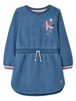 Joules Girls Millie Denim Dress - Denim Size 7-8 Years, Women