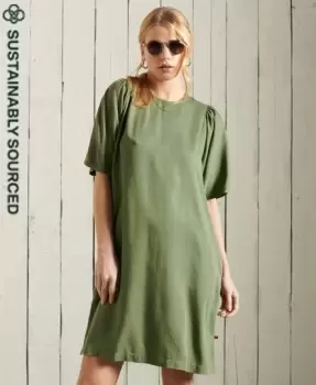 Superdry Womens Tencel T-Shirt Dress Green / Four Leaf Clover - Size: 8