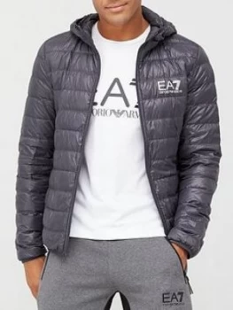 Emporio Armani EA7 Core ID Logo Padded Hooded Jacket Grey Size L Men