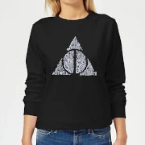 Harry Potter Deathly Hallows Text Womens Sweatshirt - Black - S