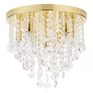 Spa Celeste 9 Light Flush Ceiling Light Crystal Glass and Satin Brass