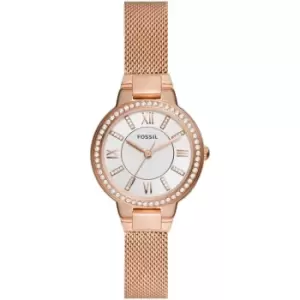 Ladies Fossil Rose Gold Mesh Strap Watch