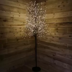 2.1m 7ft Outdoor Black Micro Dot Christmas Blossom Tree with 1300 Warm White LED