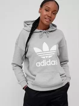 adidas Originals Trefoil Hoodie - Medium Grey Heather, Size 10, Women